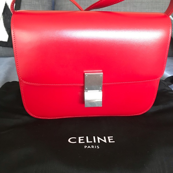 (SOLD)Celine classic box bag red with silver - Picture 1 of 7